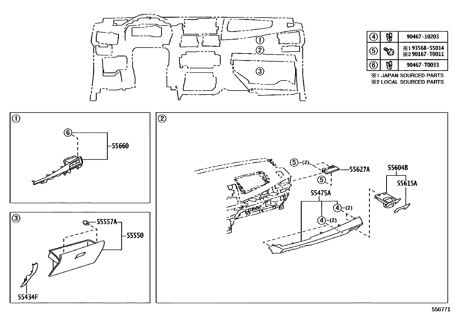REGISTER ASSY, INSTRUMENT PANEL, NO.2 | 556600D130C0